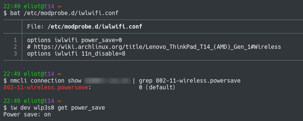 网卡的 power save 状态应该看谁准确？我在 modprobe 设置了 power_save=0, iw 显示是 ON。我用的是 KDE + NetworkManager