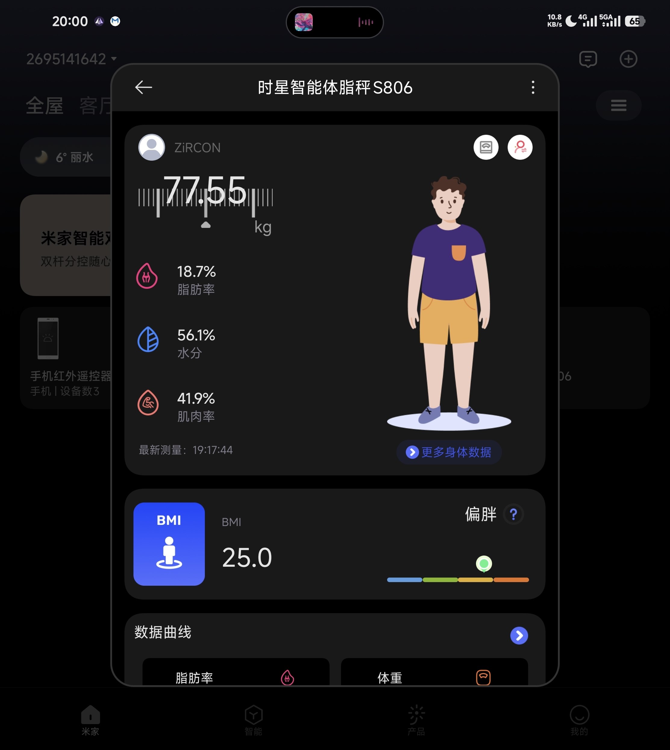 脂肪率已经干到18.7%了
